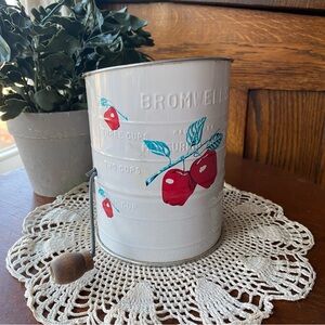 Vintage Bromwell's Flour Sifter with Cherry Design